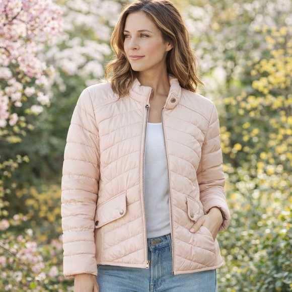 BARBOUR CAVALRY QUILTED PALE BABY PINK RIDING JACKET SIZE 8 EUC - Picture 8 of 8